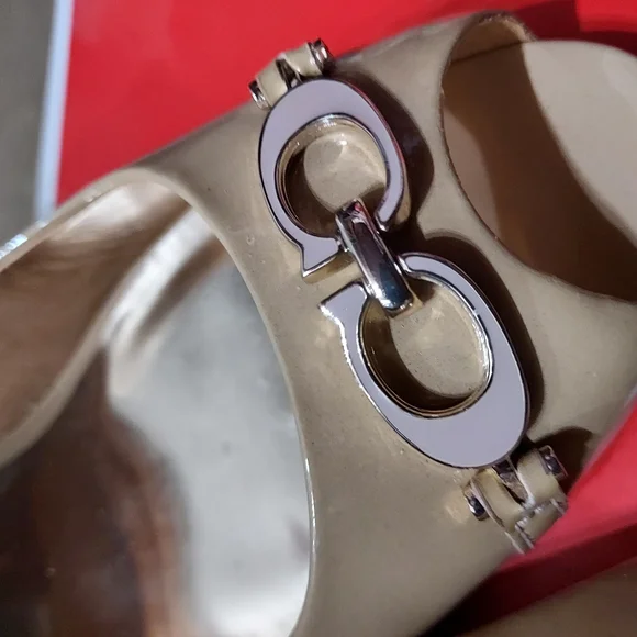 Coach Cream Elora Patent Cappuccino Wedge Shoes - Picture 8 of 11